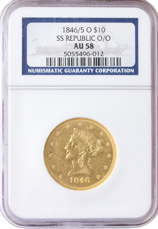 1846/5-O $10 Liberty SS REPUBLIC O/O NGC AU58