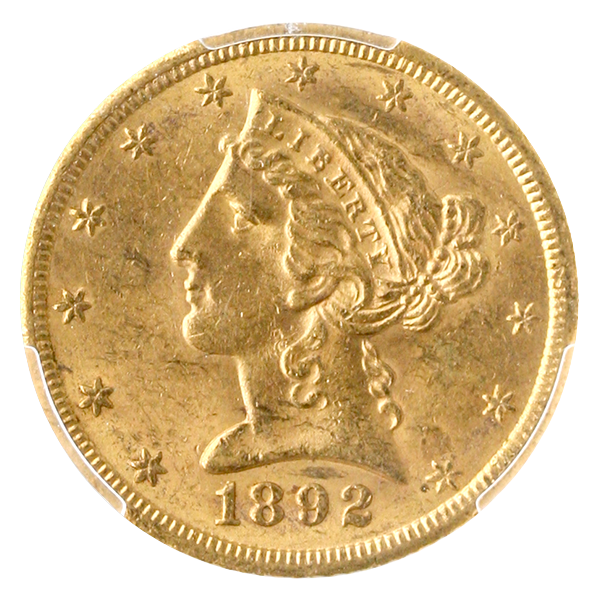 1892-CC $5 Liberty PCGS MS63 CAC