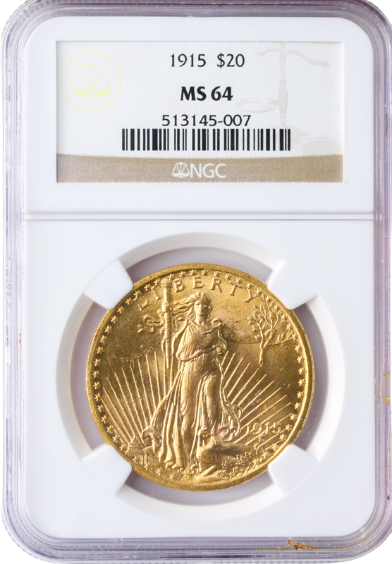 1915 $20 Saint Gaudens NGC MS64