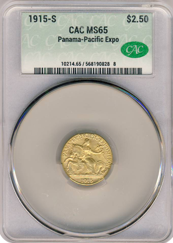 1915-S$2.50  Panama Pacific Gold Commemorative CACG MS65