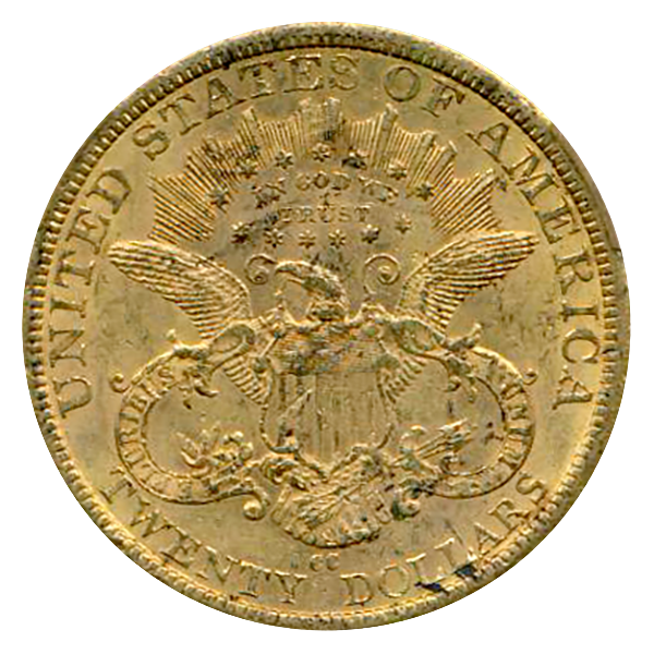 1877-CC $20 Liberty CACG  AU58