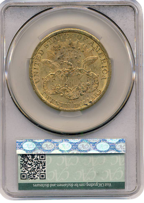 1877-CC $20 Liberty CACG  AU58