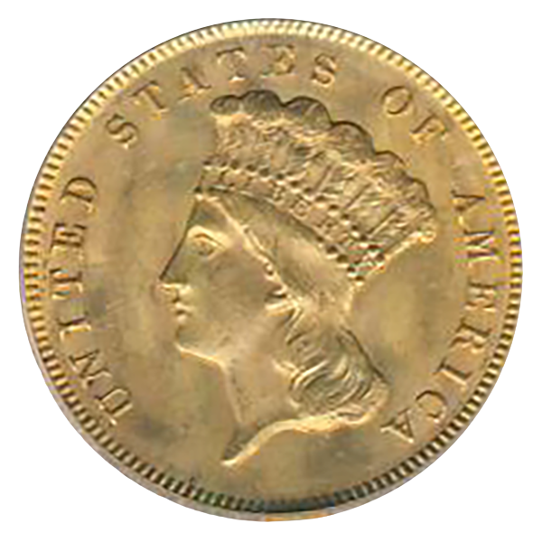 1878 $3 Indian Princess Gold Coin PCGS Mint State 64(64) CAC