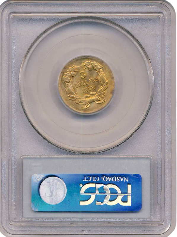 1878 $3 Indian Princess Gold Coin PCGS Mint State 64(64) CAC