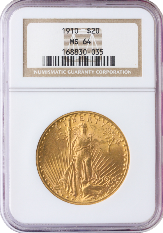 1910 $20 Saint Gaudens NGC MS64