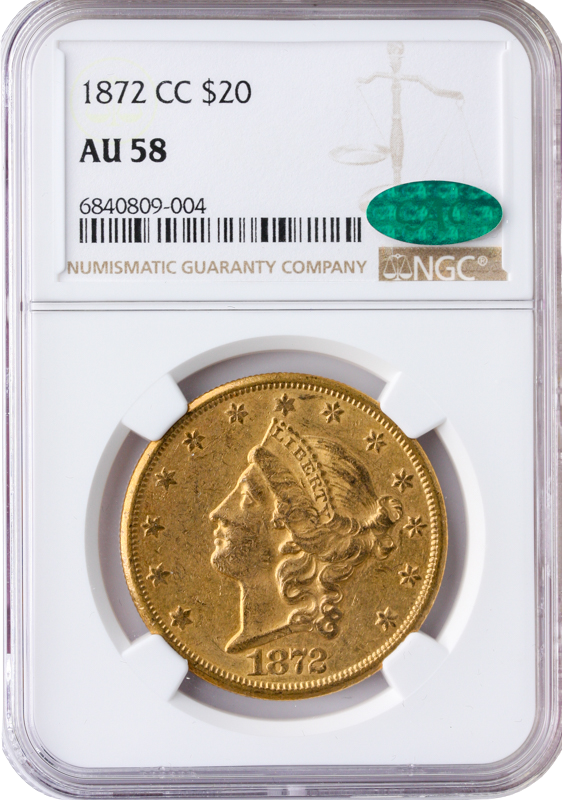 1872-CC $20 Liberty NGC AU58 CAC