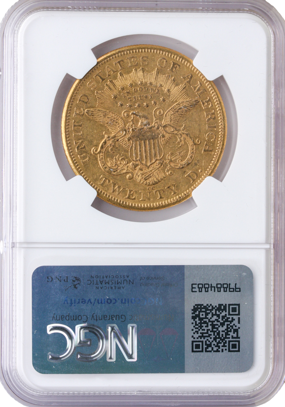 1872-CC $20 Liberty NGC AU58 CAC