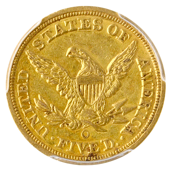 1854-O $5 Liberty PCGS AU58 CAC