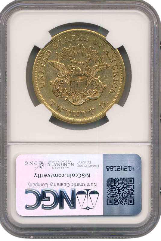 1864 $20 Liberty NGC AU53 CAC