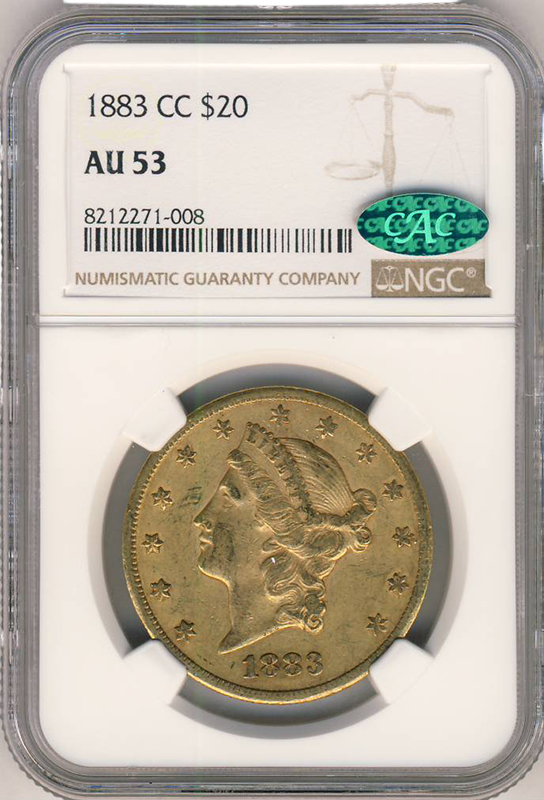 1883-CC $20 Liberty NGC AU53 CAC