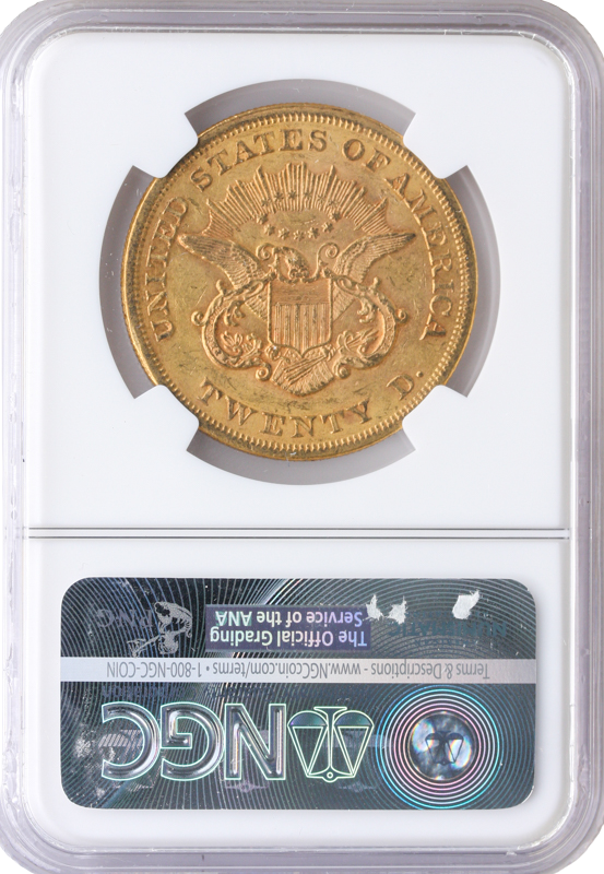 1865 $20 Liberty NGC AU55 CAC