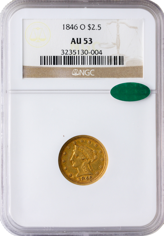 1846-O $2.50 Liberty NGC AU53 CAC