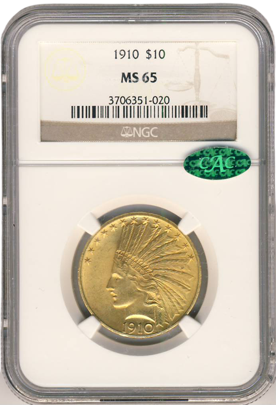 1910 $10 Indian NGC MS65 CAC