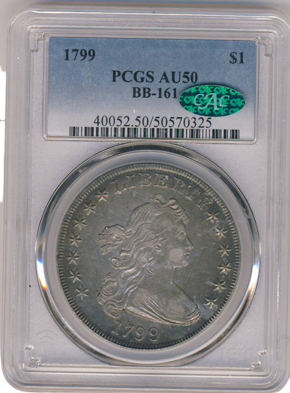 1799 Draped Bust $1 BB-161 PCGS AU50 CAC