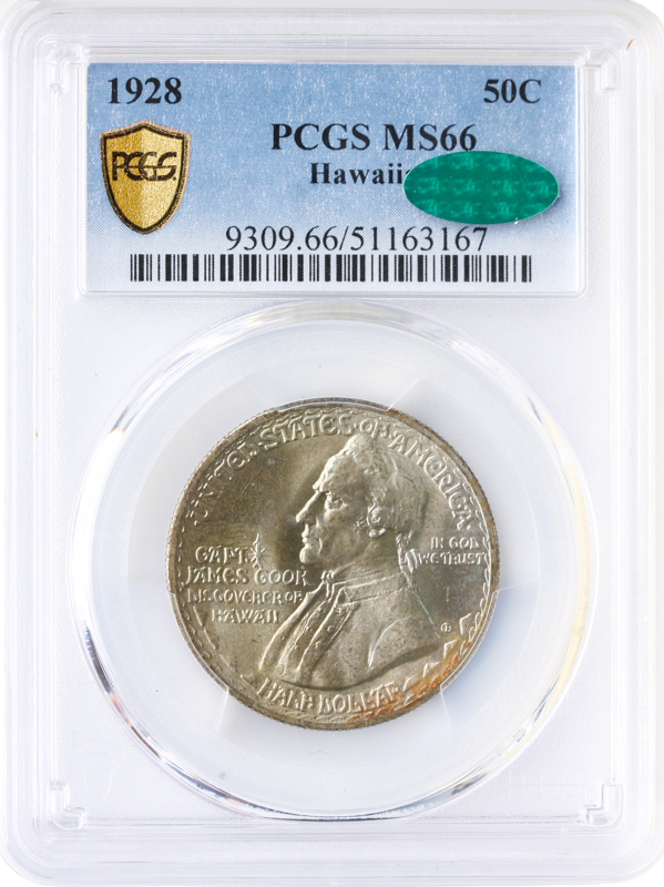 1928 Hawaiian 50c Silver Commemorative PCGS MS66 CAC