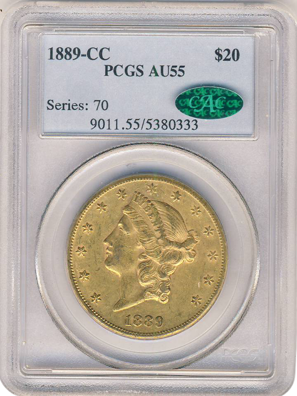 1889-CC $20 Liberty PCGS AU55 CAC