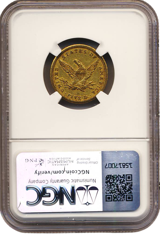 1840 $5 Liberty NGC AU53 CAC