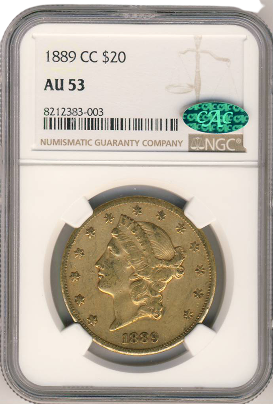 1889-CC $20 Liberty NGC AU53 CAC