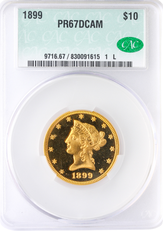 1899 $10 Liberty CACG PR67 Deep Cameo CAC