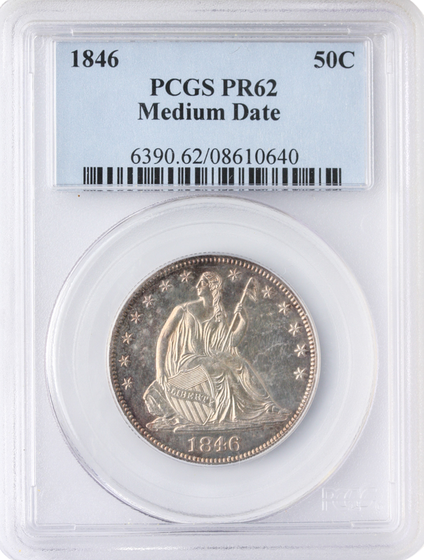 1846 Seated Liberty Half Dollar Medium Date PCGS PR62