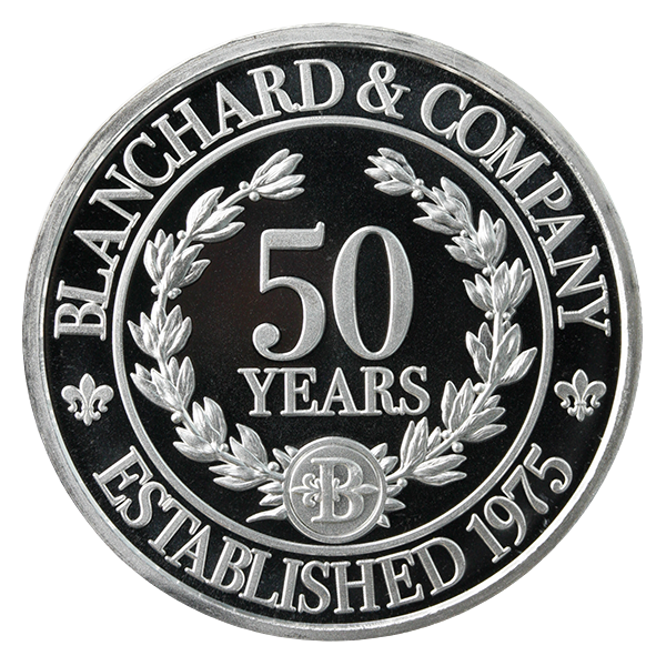 Blanchard 50th Anniversary Commemorative 1 oz. Silver Round