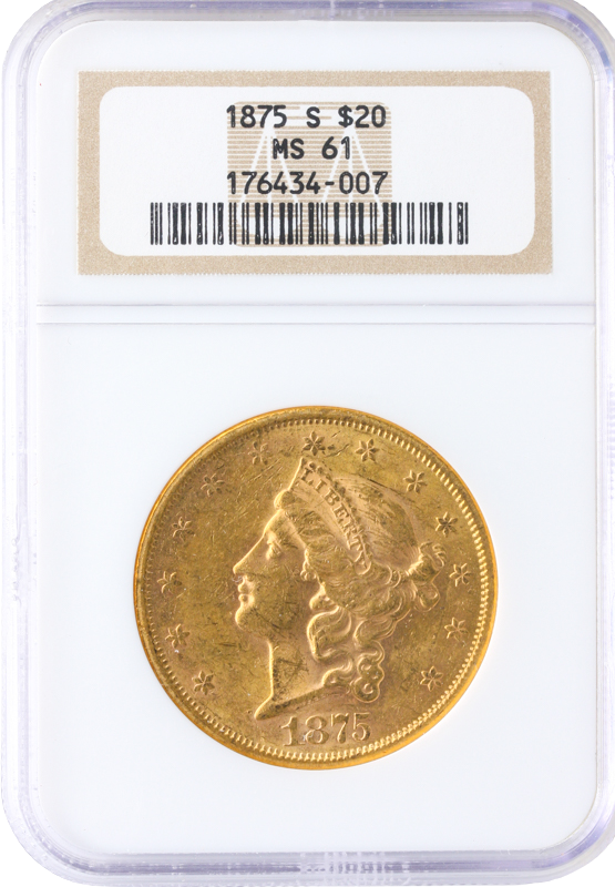 1875-S $20 Liberty NGC MS61