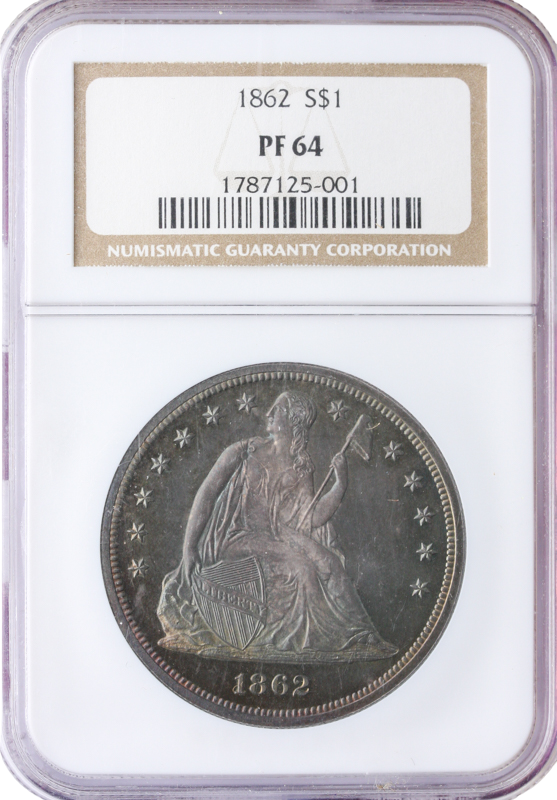 1862 Seated Liberty $1 NGC PR64