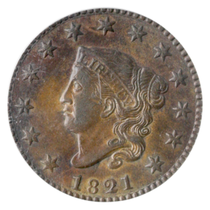 1821 Coronet Head Large Cent PCGS AU58