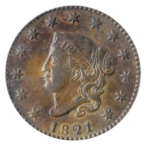 1821 Cornet Head Large Cent PCGS AU58