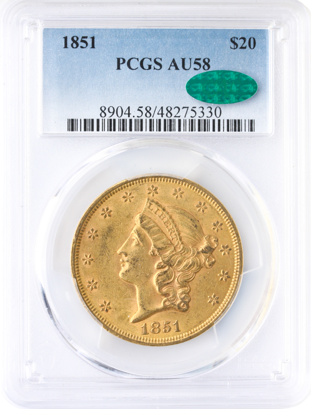 1851 $20 Liberty PCGS AU58 CAC