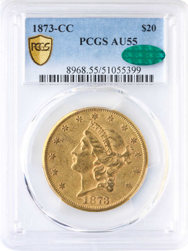 1873-CC $20 Liberty PCGS AU55 CAC