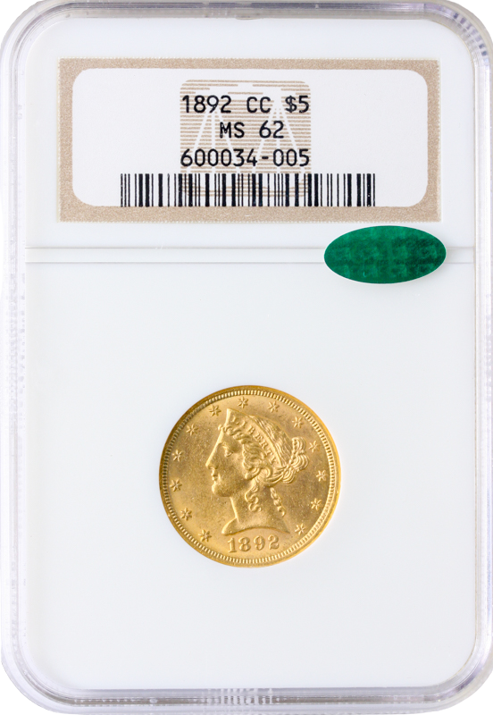 1892-CC $5 Liberty NGC MS62 CAC