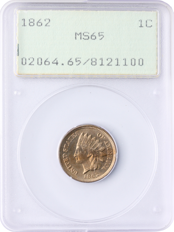 1862 Indian Cent PCGS MS65