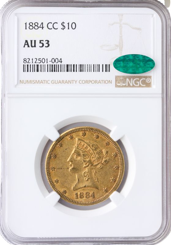 1884-CC $10 Liberty NGC AU53 CAC