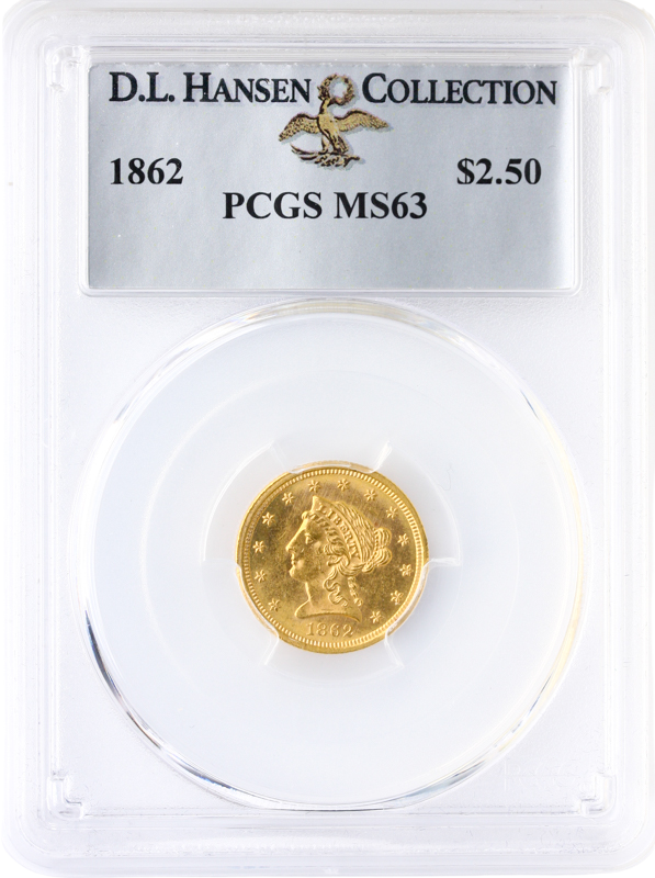 1862 $2.50 Liberty PCGS MS63