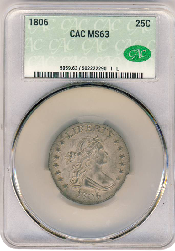 1806 Draped Bust Quarter CACG MS63