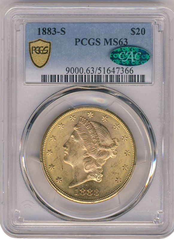 1883-S $20 Liberty PCGS MS63 CAC