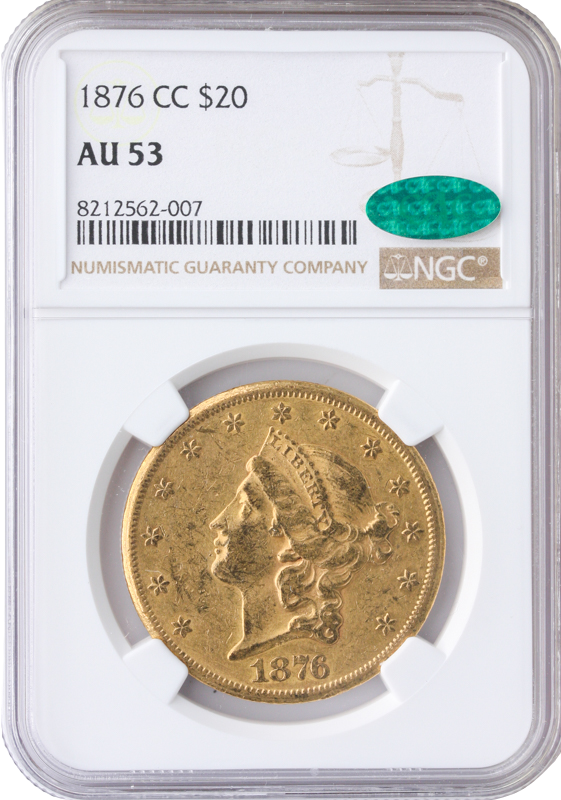 1876-CC $20 Liberty NGC AU53